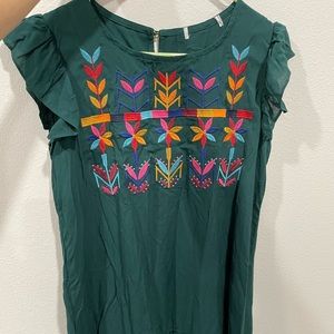 Mexican flowy dress with cropped ruffle sleeves